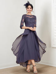 A-Line/Princess Scoop Tea-Length Mother of the Bride Dresses