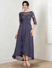 A-Line/Princess Scoop Tea-Length Mother of the Bride Dresses