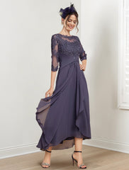 A-Line/Princess Scoop Tea-Length Mother of the Bride Dresses