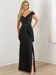 Sheath/Column V-Neck Floor-Length Mother of the Bride Dresses