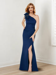 Sheath/Column One-Shoulder Sleeveless Mother of the Bride Dresses Whit Split Side