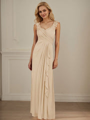 Champagne A-Line Sweetheart Neckline Pleated Mesh Dress