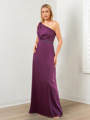 Sheath/Column One-Shoulder Mother of the Bride Dresses with Wraps & Beading