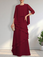 Sheath Scoop Floor-Length Chiffon Mother of the Bride Dress