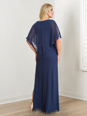 Sheath/Column V-Neck Mother of the Bride Dresses with Beading & Split Side