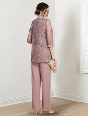 Chiffon Jewel Neck Mother of the Bride Pantsuits with Jacket