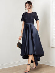 A-Line/Princess Jewel Neck Asymmetrical Mother of the Bride Dresses