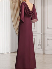 Sheath/Column Scoop Floor-Length Chiffon Mother of the Bride Dress With Pleated Beading