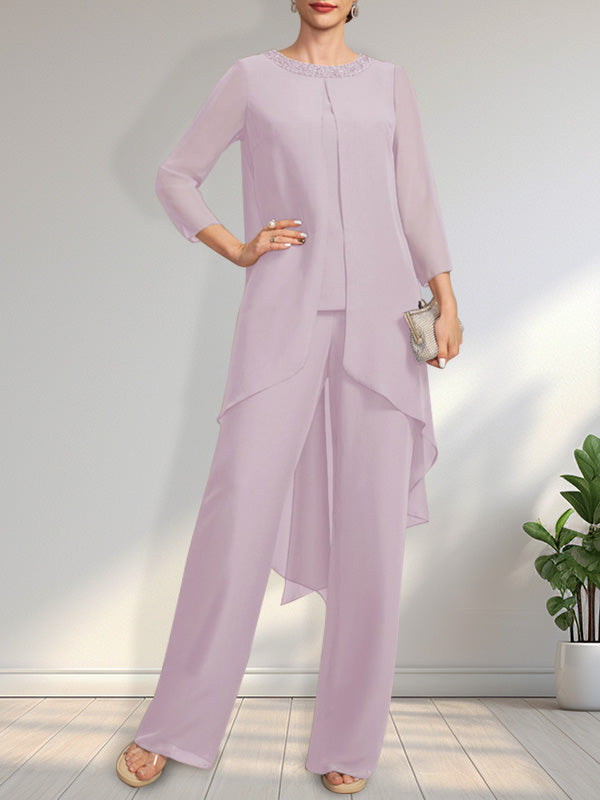 Separates Jumpsuit/Pantsuit Scoop Floor-Length Chiffon Mother of the B ...