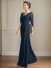 A-Line/Princess Scoop Floor-Length Mother of the Bride Dresses with Pleated & Sequins