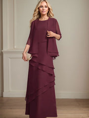 Sheath Scoop Floor-Length Chiffon Mother of the Bride Dress