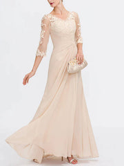 V-Neck Lace Solid Color Maxi Dress