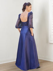 A-Line/Princess Square Neck Mother of the Bride Dresses with Sequins & Pockets