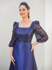 A-Line/Princess Square Neck Mother of the Bride Dresses with Sequins & Pockets