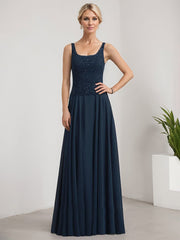 A-line Square Floor-Length Lace Chiffon Mother of the Bride Dress With Sequins