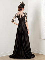 A-Line/Princess Jewel Neck Floor-Length Mother of the Bride Dresses