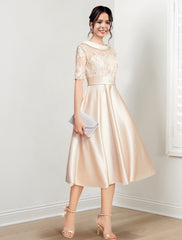 A-Line/Princess Scoop Tea-Length Mother of the Bride Dresses