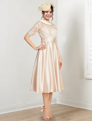 A-Line/Princess Scoop Tea-Length Mother of the Bride Dresses