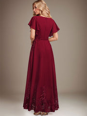 A-line Scoop Ankle-Length Lace Chiffon Mother of the Bride Dress With Sequins