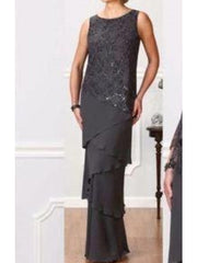 A-Line/Princess Jewel Neck Floor-Length Mother of the Bride Dresses