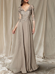 A-Line/Princess V-Neck Floor-Length Mother of the Bride Dresses