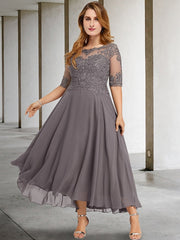 A-Line/Princess Scoop Tea-Length Mother of the Bride Dresses