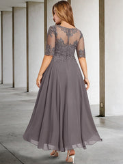 A-Line/Princess Scoop Tea-Length Mother of the Bride Dresses