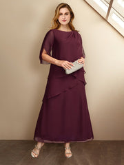 A-Line/Princess Jewel Neck Ankle-Length Mother of the Bride Dresses