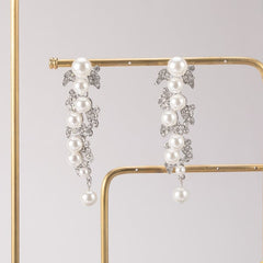 Luxurious Cubic Zirconia/Pearl Dangle Earrings