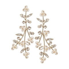 Luxurious Marquise Pearl/Rhinestone Drop Earrings