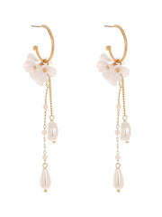 Tassel Fringe Flower Shape Drop Earrings For Women's Clear White Wedding Work Daily Trendy Earrings