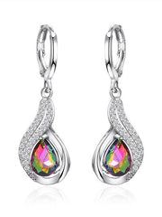 Zircon Drop Earrings For Women's Wedding Work Daily Classic Floral Silver Earrings