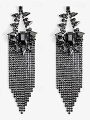 Tassel Fringe Precious Statement Imitation Diamond Earrings For Women's Wedding Work Daily