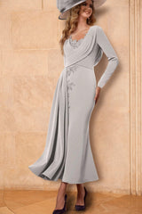 Sheath/Column Long Sleeveless Ankle-Length Mother of the Bride Dresses