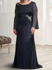 Sheath/Column Round Neck Mother of the Bride Dresses with Rhinestones