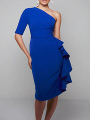 Sheath/Column One-Shoulder Mother of the Bride Dresses with Ruffles