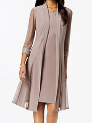 Sheath / Column Jacket Knee-Length Dresses Mother Of The Bride Dresses