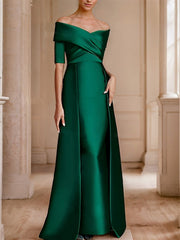 A Line/Princess Off-the-Shoulder Half Sleeves Floor-Length Mother of the Bride Dresses