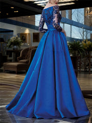 A Line/Princess Off-the-Shoulder 3/4 Sleeves Floor-Length Mother of the Bride Dresses