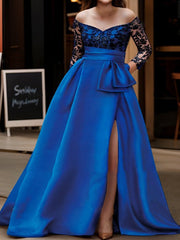 A Line/Princess Off-the-Shoulder 3/4 Sleeves Floor-Length Mother of the Bride Dresses