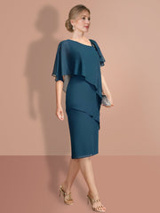 Sheath/Column Knee-Length Short Sleeves Mother of the Bride Dresses