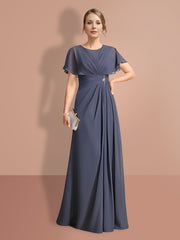 A-Line/Princess  Short Sleeves Jewel Neck Mother Of The Bride Dresses