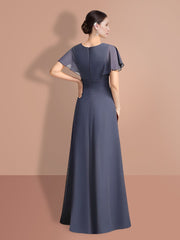 A-Line/Princess  Short Sleeves Jewel Neck Mother Of The Bride Dresses