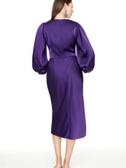 Sheath/Column V Neck Tea Length Mother of the Bride Dresses