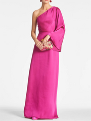 Sheath/Column One Shoulder Floor-Length Mother of the Bride Dresses