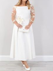 A-Line/Princess Ankle-Length Mother of the Bride Dresses with Lace Sleeves