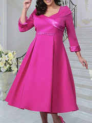 A-Line/Princess V-Neck Plus Size Mother of the Bride Dresses