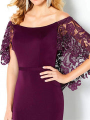 Sheath/Column Off-the-Shoulder Mother of the Bride Dresses with Lace