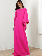 Sheath/Column Scoop Neck 3/4 Sleeves Floor-Length Mother of the Bride Dresses with Rhinestone