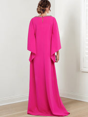 Sheath/Column Scoop Neck 3/4 Sleeves Floor-Length Mother of the Bride Dresses with Rhinestone